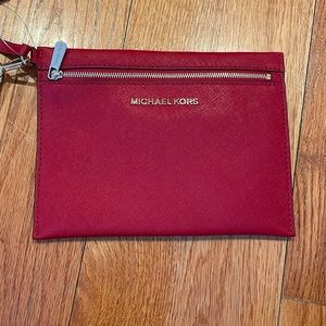 NWT Michael Kors signature red leather wristlet